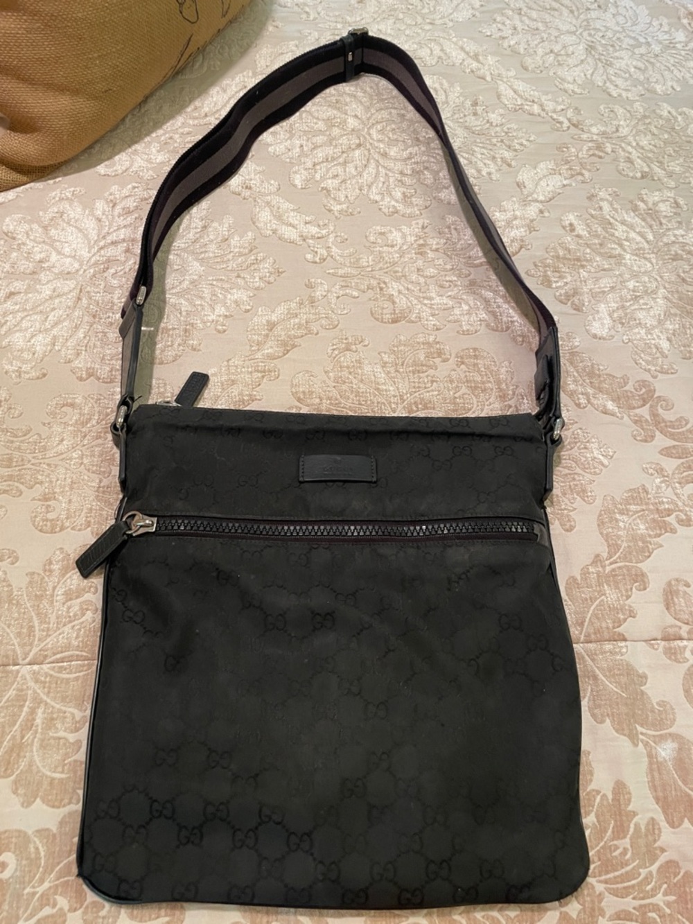 Gucci Black Monogram Crossbody Messenger Bag